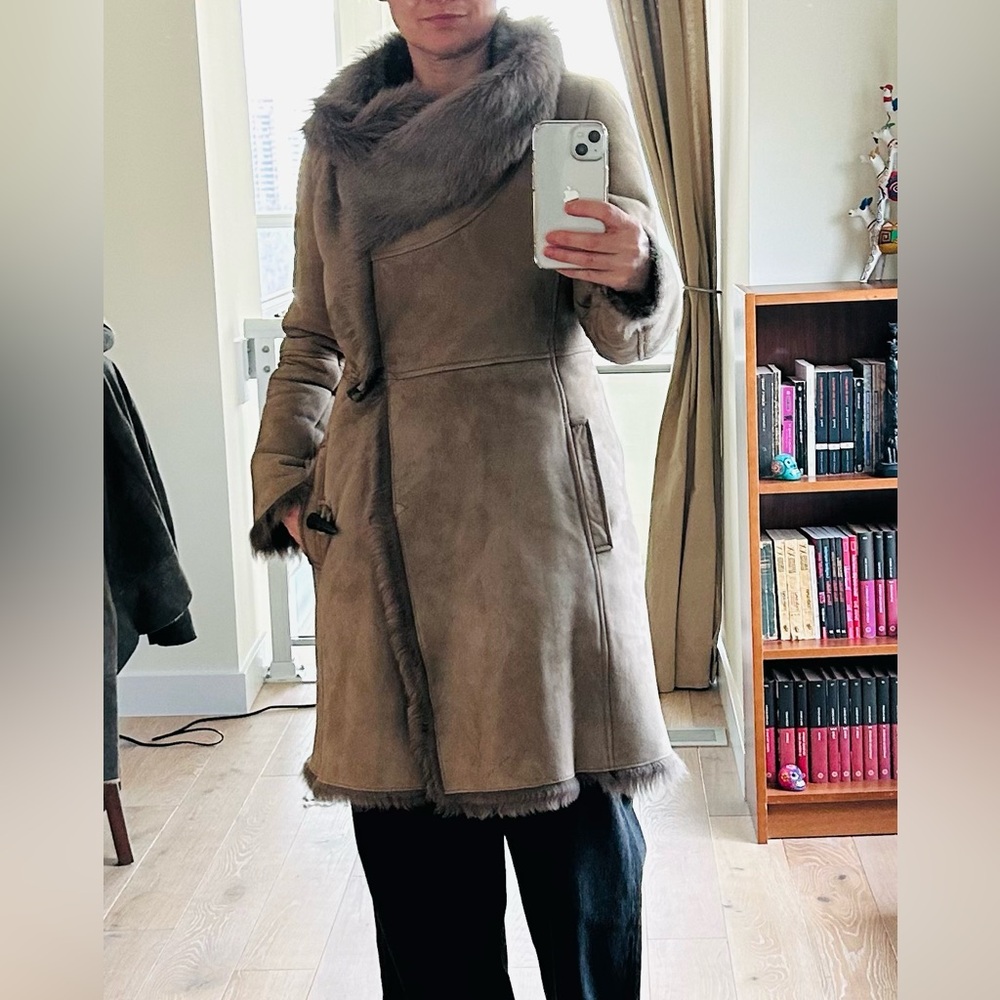 All Saints Women's Tan Shearling Coat